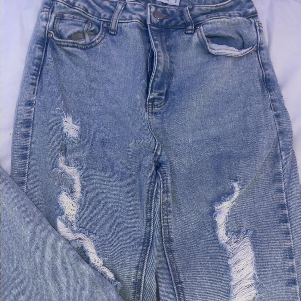 Classic High-Waist Distressed Women’s Jeans - Light Blue